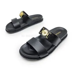 Versace Flip-flops Leather Black/Gold Logo