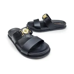 Versace Flip-flops Leather Black/Gold Logo