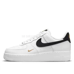 Nike Air Force 1 Low 07 Essential White Black Gold Mini Swoosh