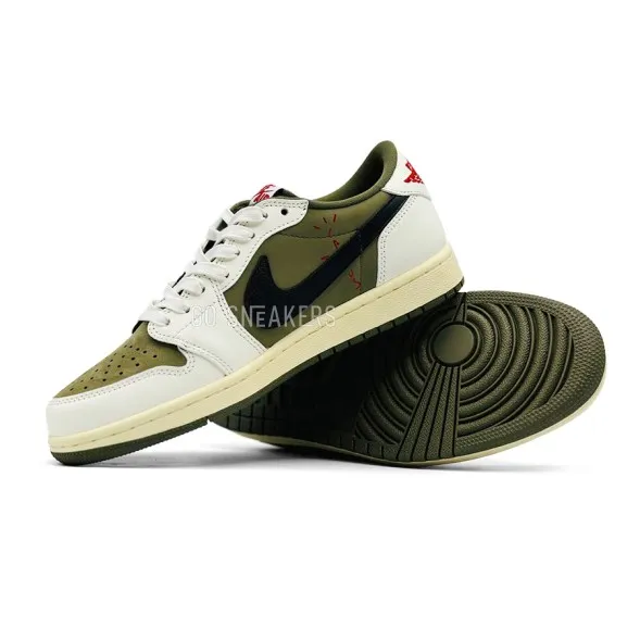 Мужские кроссовки Travis Scott x Air Jordan 1 Low Olive Black Swoosh