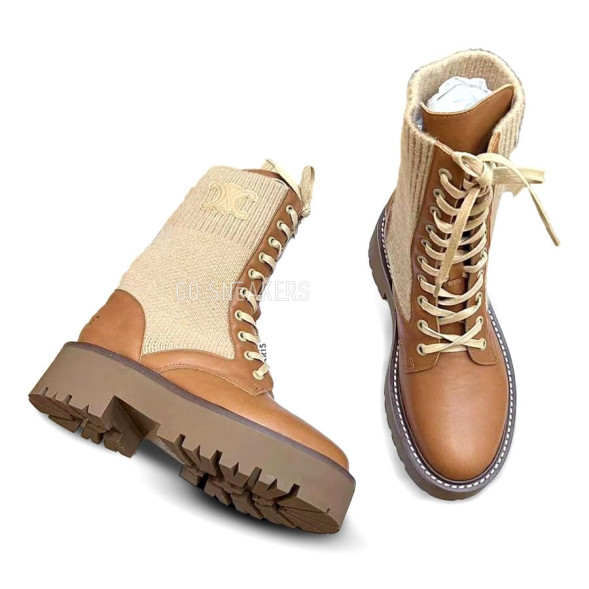 Женские ботинки Celine Woman Knitted Boots Brown