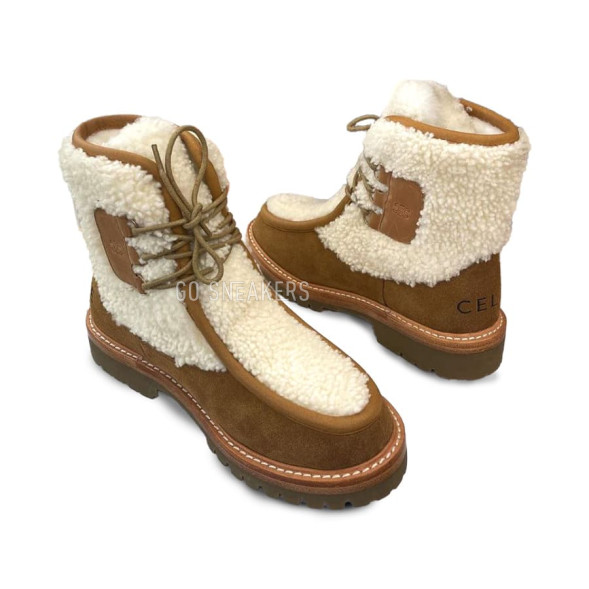 Женские зимние ботинки Celine Winter Woman Brown White