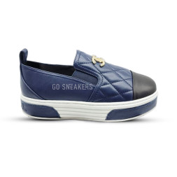 Chanel Slip-ons Leather Navy