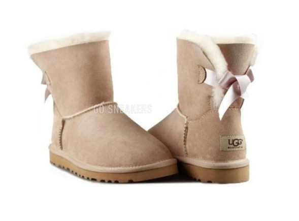 Женские мини угги с бантиками Mini Bailey Bow II Sand