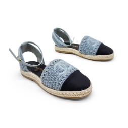 Chanel Flats Textile Light Blue