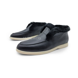 Loro Piana Open Walk Winter Leather Black