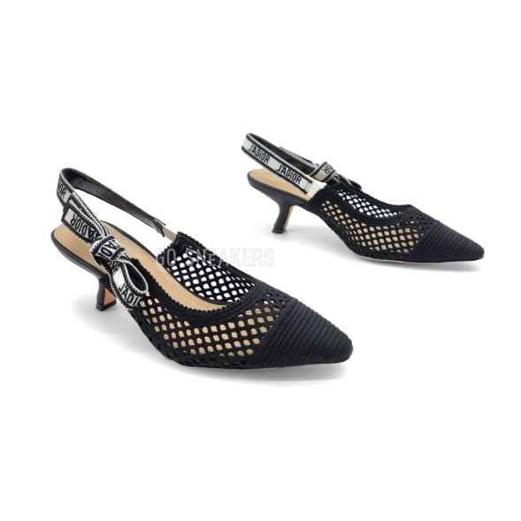 Женские босоножки Dior Textile Knitted Transparent Black/White