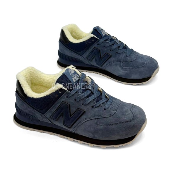 Мужские зимние кроссовки New Balance 574 Suede Dark Navy Winter