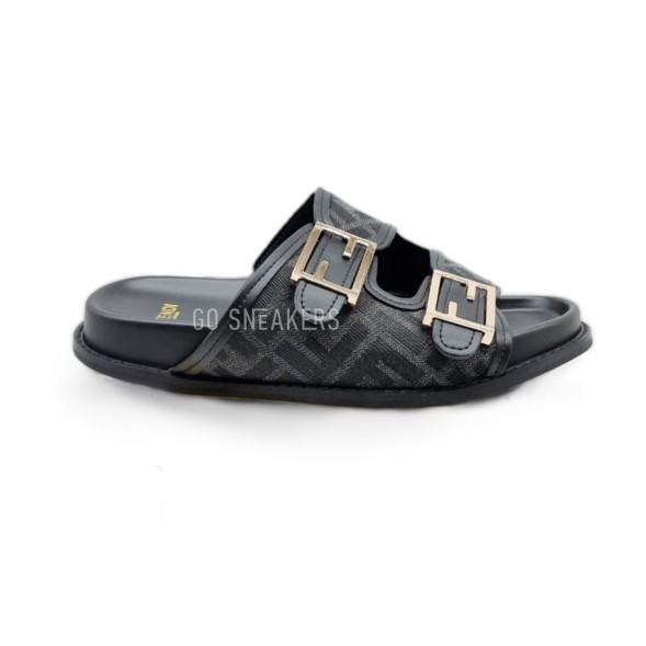 Мужские шлепки Fendi Flip-flops Double Black