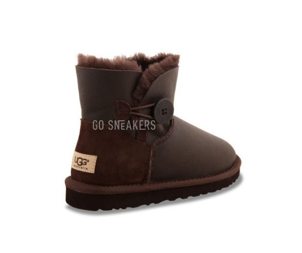 Женские мини угги с пуговицей Bailey Button Mini Metallic Chocolate