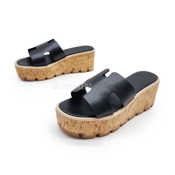 Женские шлепки Hermes Flip-flops Wood Black