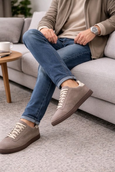 Мужские кеды Brunello Cucinelli Suede Sneakers Beige 