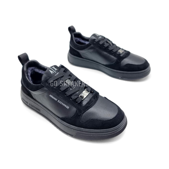 Мужские зимние кроссовки Armani Winter Leather Suede Black